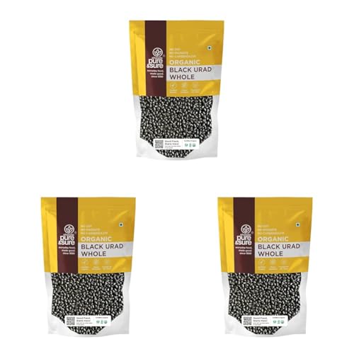 Image of Pure & Sure Organic Black Urad Dal Whole 500gm | 100% Natural Sabut Urad | Certified Organic | Rich in Protein, Iron & Fiber | No Chemicals & Additives (Pack of 3)
