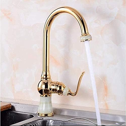 Robinet de cuisine doré avec bec pivotant pour grand évier - 4