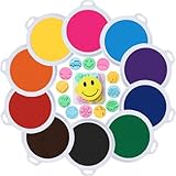 Hayunfiys Kids’ 7" Large Round Ink Pads - 10 Color Rainbow, Safe & Washable | for Handprint/Footprint Art, Stamp Crafting, Fingerprint Painting | Ideal Birthday Gifts for Kids