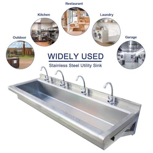 Fregadero de acero inoxidable de pared con grifo y drenaje para lavabo multiestación 7