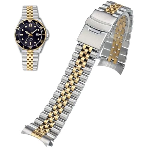 Correa de reloj de acero inoxidable extremos curvos forma . reloj metálica flexible. Pulsera para reloj inteligente. Hebilla desplegable con doble cierre FlipLock. Color plata, negro y dorado 18-24 mm