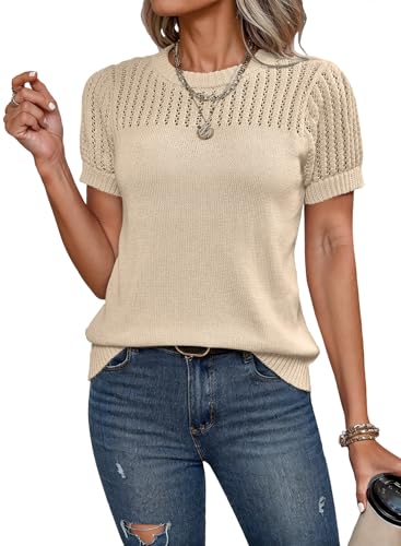 Dokotoo Tops for Women Trendy Summer Casual Round Neck Short