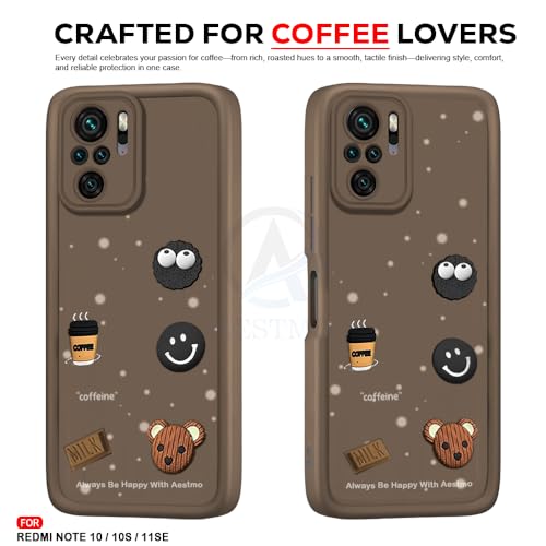 Image of AESTMO Back Case Cover for Redmi Note 10 / 10S Cover | Cute Fun Cartoon 3D Ball | Coffee Silicone Case | Full Body Protection | Camera Protection Back Cover for Redmi Note 10 / 10S (Brown)