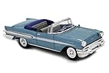  HTC - Voiture Americaine Pontiac Bonneville 1957 Bleue 1/43°