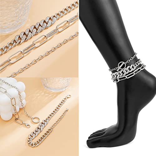 Image of yfstyle Butterfly Ankle Bracelet for Women Rhinestone Anklets Bulk Adjustable Layered Beach Ankle Bracelet Braided Chain Anklet Charm Ankle Bracelet Jewerly Gift