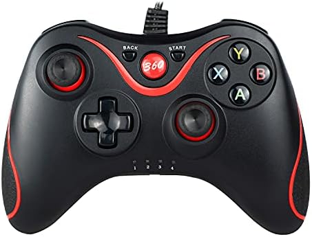 QUMOX Wired Controller Gamepad Controller for Xbox 360 [Black&Red]