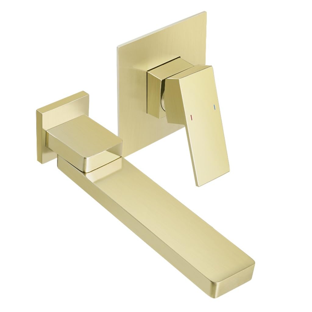 Robinet lavabo mural pivotant à double commande chaud et froid argent