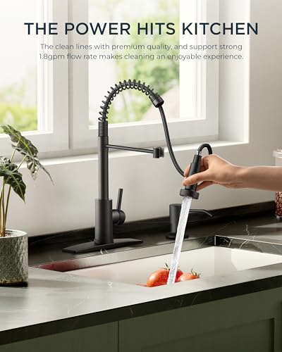 FORIOUS-Black-Kitchen-Faucet-Kitchen-Sink-Faucet-with-Pull-Down-Sprayer-Commercial-Kitchen-Faucets-Stainless-Steel-Classic-Single-Handle-Pull-Out-Sink-Faucets-for-Farmhouse-Laundry-Utility-Room-RV