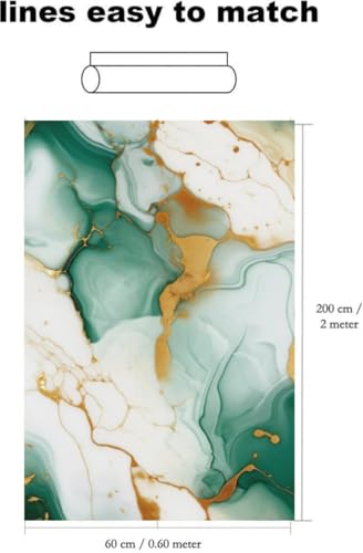 Image of D-fix Marble Peel and Stick Wallpaper for Home Decor, Waterproof Self-Adhesive Wall Stickers for Kitchen, Bathroom, Living Room - Wall Paper (60X200 CM (Green Gold)