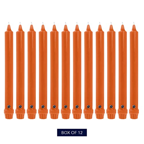 Image of Colonial Candle Unscented Taper Candle, Classic Collection, Pumpkin, 8 In, Pack of 12 - Up to 6 Hours Burn