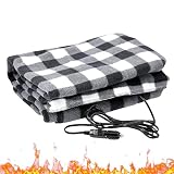 Manta térmica para coche, apagado automático, suave, portátil, 12 V, manta de coche con calefacción eléctrica, para hombres, mujeres, adultos, ancianos, camping, viajes, viajes por carretera, salidas