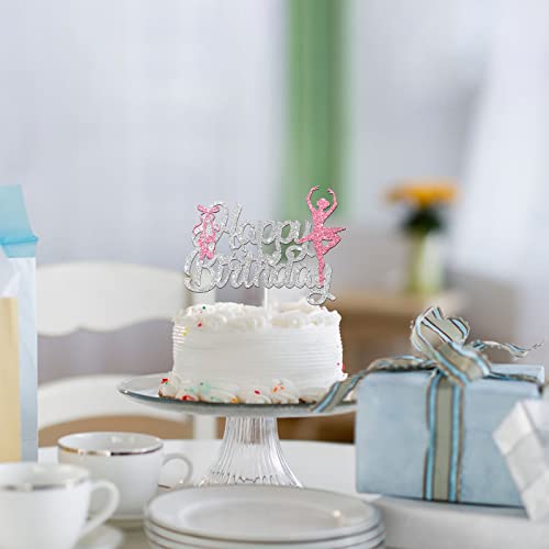 Dalaber Ballet Happy Birthday Cake Topper, Ballerina Birthday Party Decoration, Ballerina Dancing Girl Birthday Party Cake Decor, Girls Birthday Party Supplies #TOP5