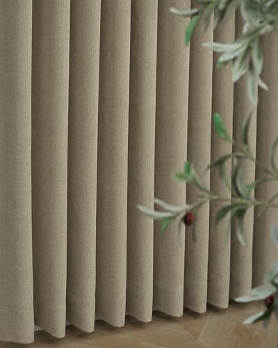 Image of Graywind Motorized Curtains with Track, Room Darkening Smart Curtains, Rechargeable Curtains Compatible with Alexa & Remote Control for Large Windows, Custom Drapes Up to 220 inch, Haven (Brown)