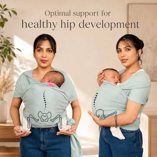 Image of Snoozy Kangaroo Baby Wrap Carrier - Soft Stretchy Newborn Sling, Ergonomic Hands-Free Infant Carrier for Kangaroo Mother Care
