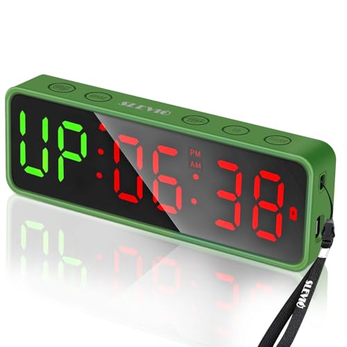 Small Gym Timer Clock Stopwatch Magnetic Workout Interval Timer, Large LED Digital Display, Home Accessories Countdown Clock for Home Gym Garage Schools (Matte Green)