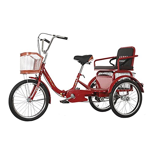 三輪自転車 大人用三輪車 20インチ 折りたたみ式 カーゴバスケット 自転車 背もたれシート付き 高齢者 女性 男性 三輪車 レクリエーション ショッピング サイクリング ペダリング