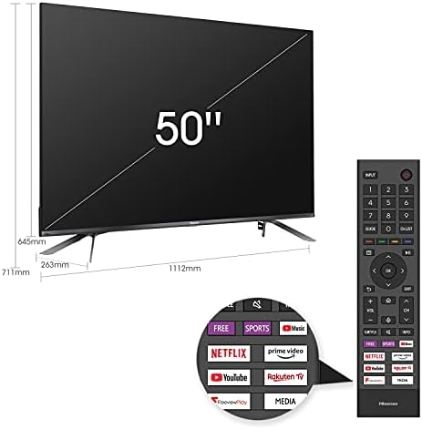 Hisense 50E76GQTUK QLED Gaming Series 50-inch 4K UHD Dolby Vision HDR Smart TV with YouTube, Netflix, Freeview Play and Alexa Built-in, Bluetooth and WiFi, TUV Certificated (2021 NEW)