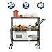 WDT 3 Tier Rolling Carts with Wheels, Heavy Duty Rolling Utility Cart with Wood Tabletop, Commercial Grade Metal Cart with Handle and Hooks, NSF Storage Serving Carts for Kitchen Island, Wood+Metal