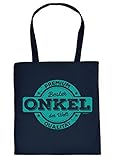 Maße: 38 x 40 cm Onkel Geschenk-Tasche - Sprüche Baumwolltasche Onkel - Nichte - Neffe : Premium Qualität Bester Onkel der Welt - Stofftasche/Einkaufstasche Familie Farbe: Navyblau
