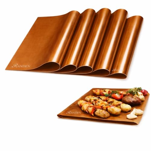Image of RANDEN Reusable Teflon Baking & Cooking Mat - Heat Resistant, Non-Stick, Waterproof Sheet for Akki Roti, Obbattu, Chappathi, Puran Poli, BBQ & More Baking Essentials Pack of 5 Sheets