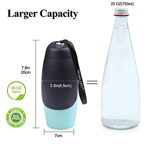 VIVAGLORY Pawhike Hundetrinkflasche, Hunde Trinkflasche für Unterwegs, Hundetrinkflasche, Edelstahl & Tragbare, 750ml, Blau