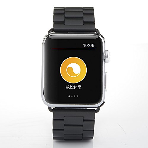 Image of Black Stainless Steel for Apple Watch Chain Band 38-42mm | 304 Stainless Steel Chain Strap Adjustable Links Double Clasp Fits S10 /Ultra /Se3 Wrist 6.3-8.07in Durable Luxury Metal Band