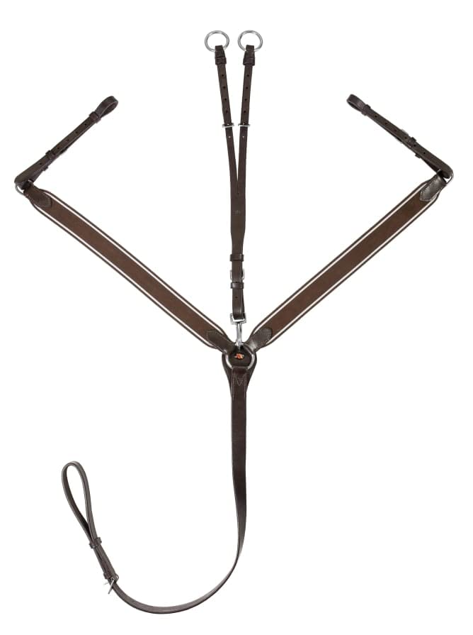 Pettorina per cavalli in pelle con fibbia in acciaio inox - Frontale regolabile con cinghia elastica - Accessori per cavalli (Cob, marrone)