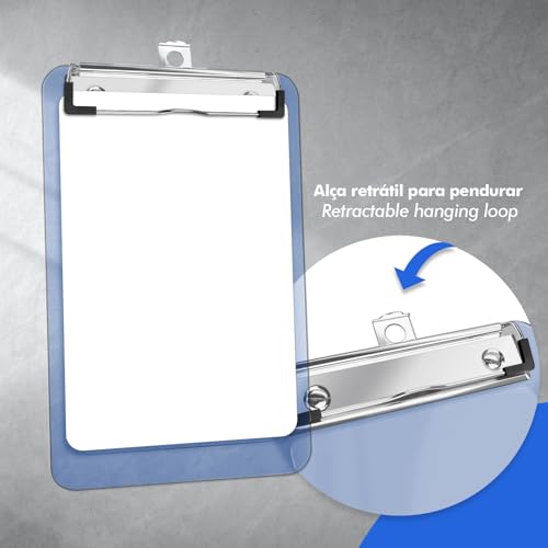 Prancheta Slip Transparente (12x18,5cm) com Prendedor Metálico Wire Clip e Papel Branco 50fls A6 - K