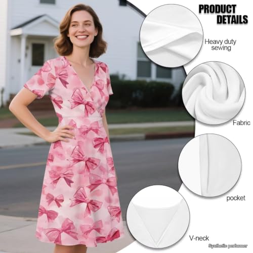 Image of Women's Summer Dresses Short Sleeve Formal Dresses with Pockets