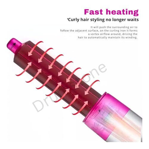 Image of Drumstone 𝟏𝟓 𝐘𝐄𝐀𝐑𝐒 𝐖𝐀𝐑𝐑𝐀𝐍𝐓𝐘 Hot Air Brush for 5-in-1 Hot Air Styler Hair Dryer Comb Multifunctional Styling Tool Fast Heating Crimper Wand Manual Curler in All Hair Type Straightening