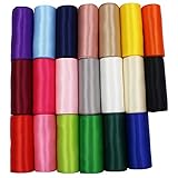 3 Inch Wide Solid Color Double Sided Polyester Satin Ribbon 20 Colors X 2 Yard Each Total 40 Yds Per