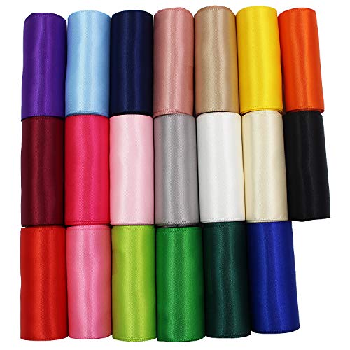 3 Inch Wide Solid Color Double Sided Polyester Satin Ribbon 20 Colors X 2 Yard Each Total 40 Yds Per Package #TOP4