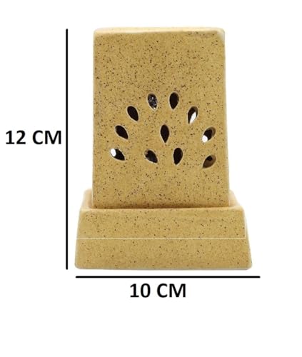 Image of Mkd2 Rise Ceramic Electric Aroma Diffuser Oil Burner I Aroma Burner Oil Diffuser Lamp for Home Fragrance, Square (Small, Brown Dotted)