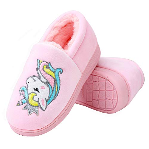 Anddyam Kids Family Cute Cat Household Anti-Slip Indoor Home Slippers for Girls and Boys (8-9 Toddler, Pink-02, 8)