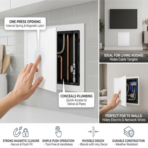 Panel de acceso de aluminio negro 20x30cm con trampilla pladur empotrada para inspección de techos 6