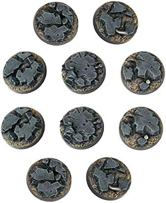 War Torn City Rubble Round Bases x 10 (25mm) - 28mm Scale