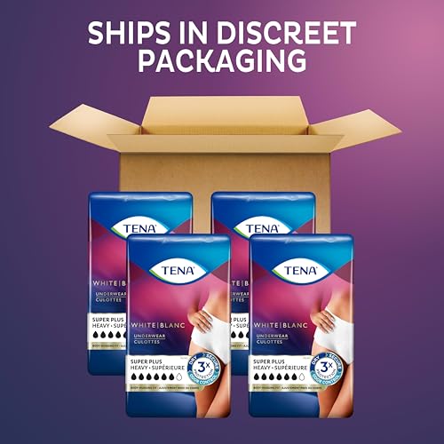 Image of TENA Stylish White Super Plus Incontinence Underwear Women, L 37-50in 64 ct