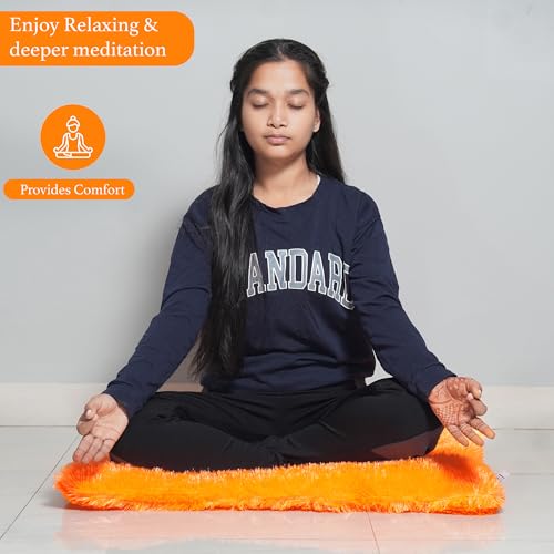 Image of NEXTGO Floor Seat Cushions Yoga Meditation Mat Pooja aasan Soft Extra Comfortable Feather Touch Last Long Upto Washable Material Size 24 x 30 Inch 2 x 2.5 Fit (Orange)