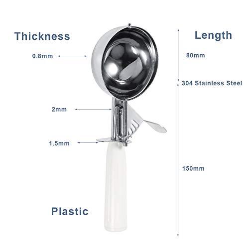 Yosoo Cucchiaio per gelato in acciaio inossidabile, cucchiai di frutta e verdura, strumento per gadget da cucina e caffè, 9 misure (dimensioni: 8 cm) - immagine 3