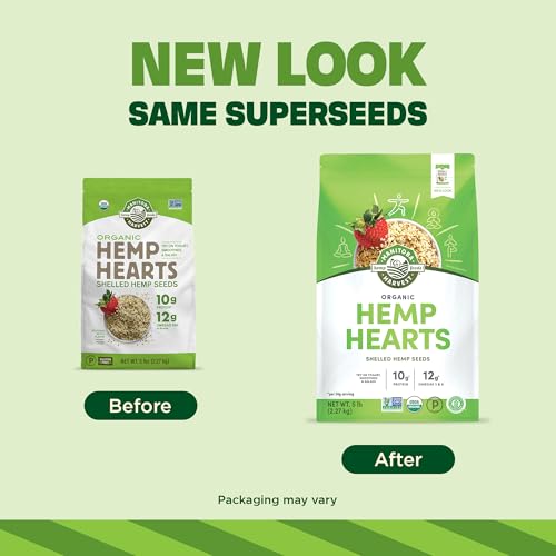 Image of Manitoba Harvest Organic Hemp Seeds, 5 lb, 10g Plant Based Protein and 12g Omega 3 & 6 per Srv, smoothies, yogurt & salad, Non-GMO, Vegan, Keto, Paleo, Gluten Free