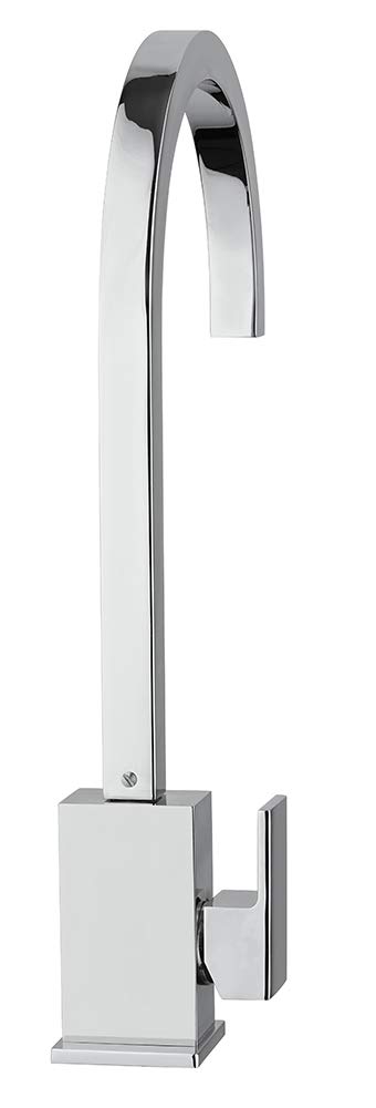 Paini - Grifo mezclador monomando cocina fregadero, cuadrado lateral, cromado, palanca lateral orientable, diseño moderno, íntegramente fabricado y fabricado en Italia