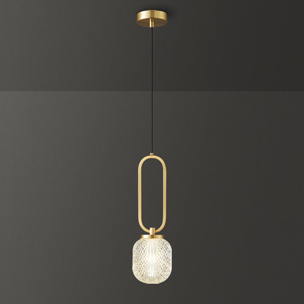 Lámpara colgante de latón antigua de 2 luces con tulipa de cristal para baño y salón 7