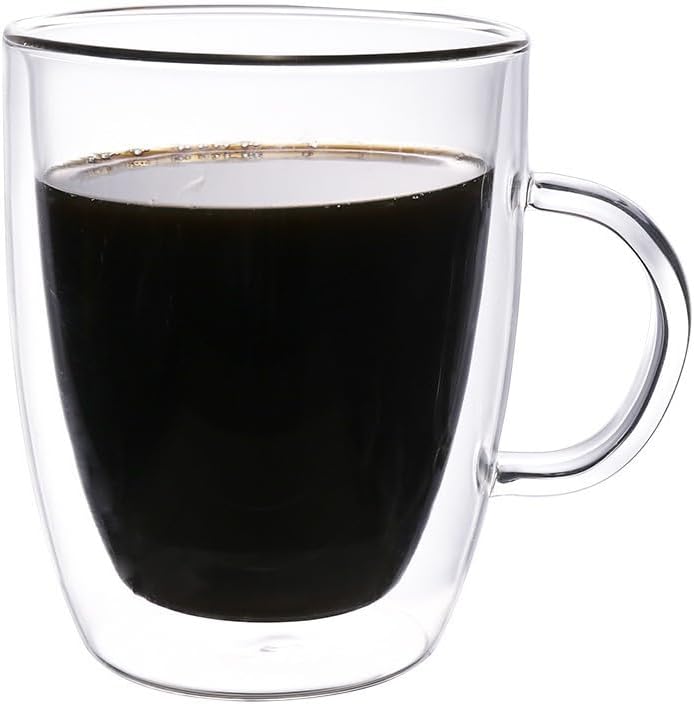 ZYLE Double Wall Borosilicate Glass Thermo Cup, 9 oz (270 ml), 2-Piece, Insulated, Condensation-Free, for Coffee, Espresso, and Cappuccino