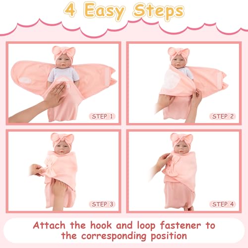 Image of Ramede 6-Pack Preemie Baby Swaddle Blankets with Hats, Breathable 100% Cotton Baby Swaddles, Suitable for Preemie Babies and Newborns, Soft Cotton, Adjustable(Bow,Pink)