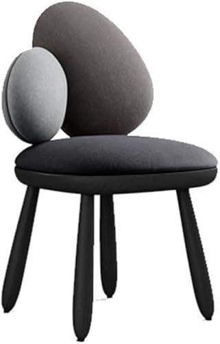 Sillas de comedor, Sillas de comedor modernas de mediados de siglo con patas de madera negra, respaldo ovalado, Sillas para comedor (gris)