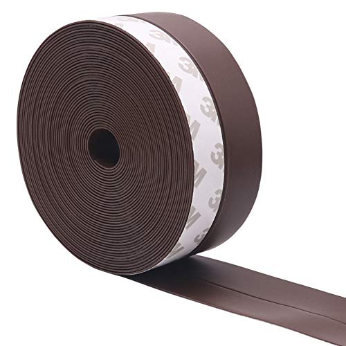 GINOYA 26.2Ft Silicone Seal Stripping, 35mm Weather Stripping with Adhesive for Door and Window Gap (Brown)
