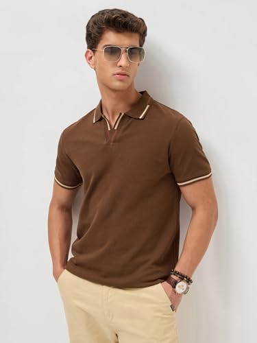 Image of Urbano Fashion Men's Solid Regular Fit Half Sleeve Cotton Polo T-Shirt