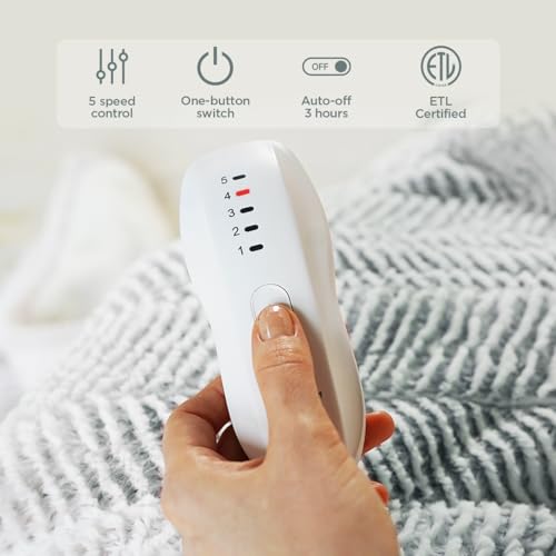 Cozy Electric Blanket 50x60 - 5 Heat Levels, Over-Heat Protect, Machine Washable