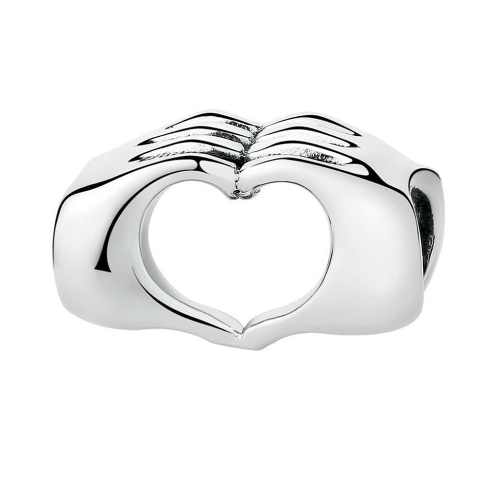 925 Sterling Silver Love Heart in Your Hands Charm for Pandora Valentine's Day Family Bracelet