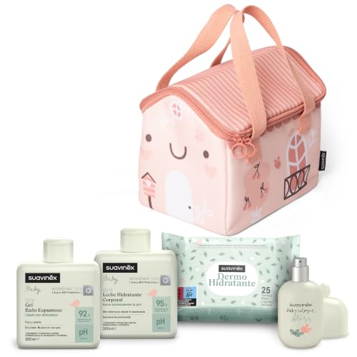 Suavinex, Canastilla Regalo Bebé Recién Nacido + Cosmética Pediátrica, Rosa
